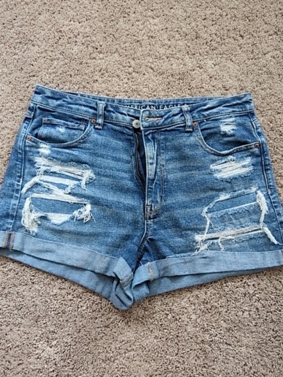 American Eagle Outfitters Pants - American Eagle Outfitters Blue Distressed Cuffed Denim Shorts